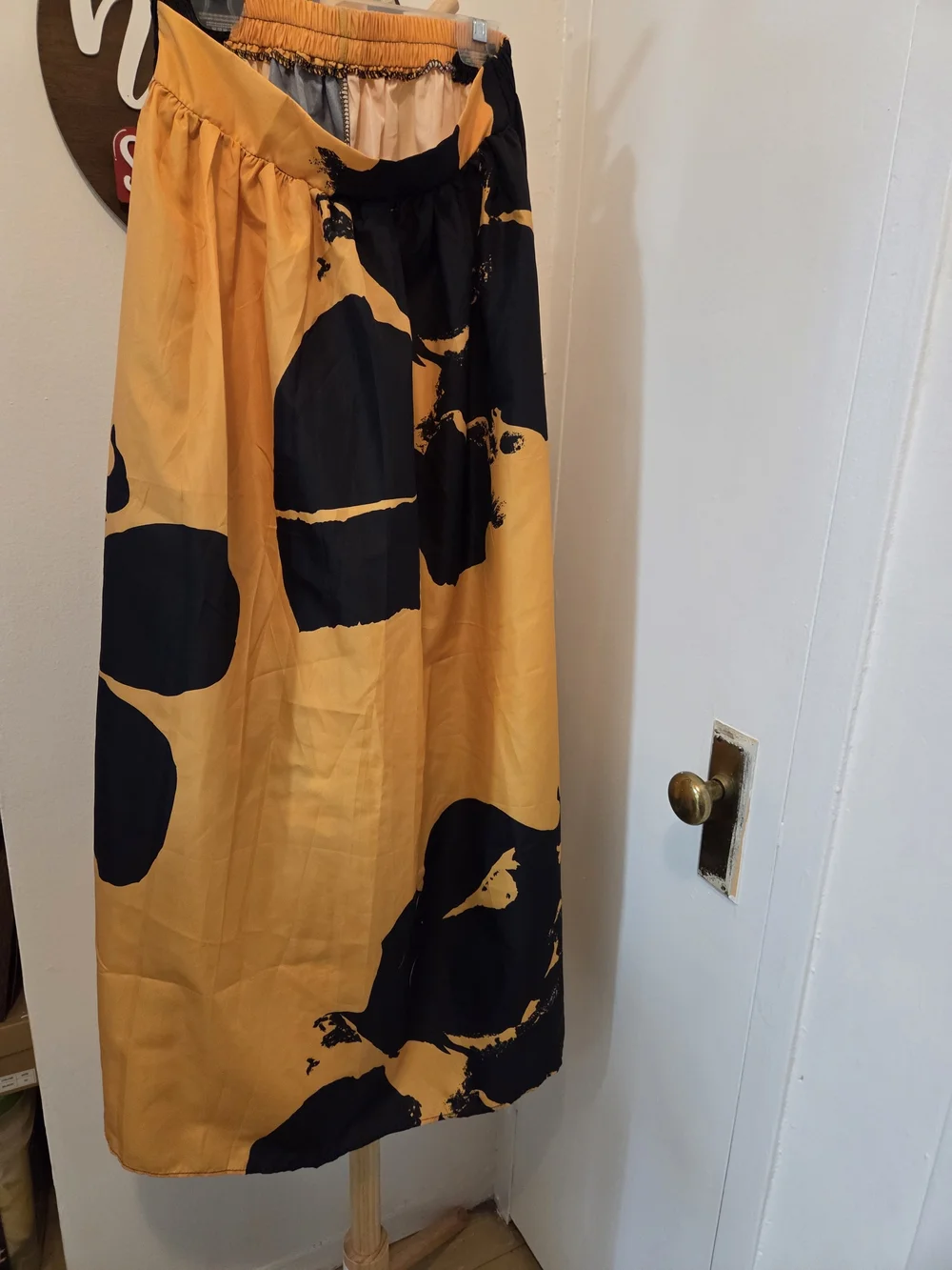 Black and Mustard Print Maxi Skirt - Women